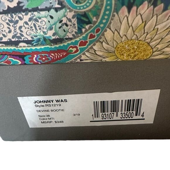 Johnny Was Devine Boho Chick Black Floral Embroidered Booties Size 38 NIB - Picture 15 of 15